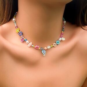 Boho flower necklace N904